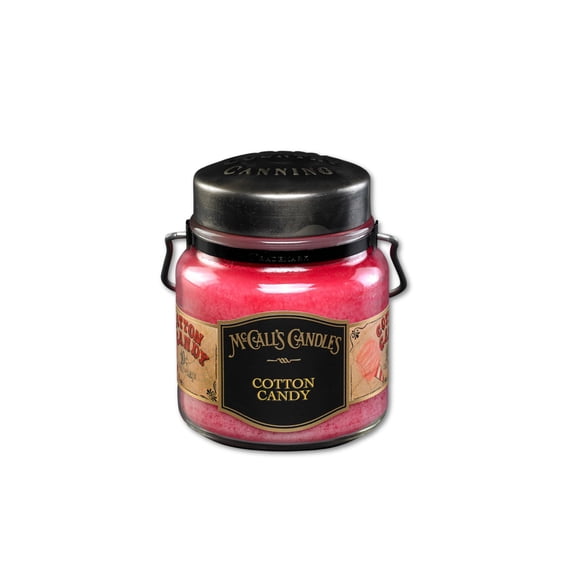 McCall’s Candles | Cotton Candy | 16 oz Two-Wick Scented Candle | USA-Poured | Vintage Rustic Jar with Carrying Handle | Spun Sugar & Vanilla Carnival Treat Fragrance