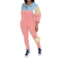 thumbnail image 4 of Aomice Two Women's 2 Piece Outfits Lapel Half Zip Long Sleeve Sweatshirts Sweatpants Tracksuit Casual Sweatsuits-Pink-2XL, 4 of 6