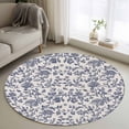 thumbnail image 2 of Blue Floral Leaf Large Area Rugs for Bedroom Living Room, Soft Non Slip Carpet Bedside Rug, Retro Farmhouse Plant Tree Branch Round Floor Cover Kitchen Accent Rug 3.3' for Dining Room/Office, 2 of 9