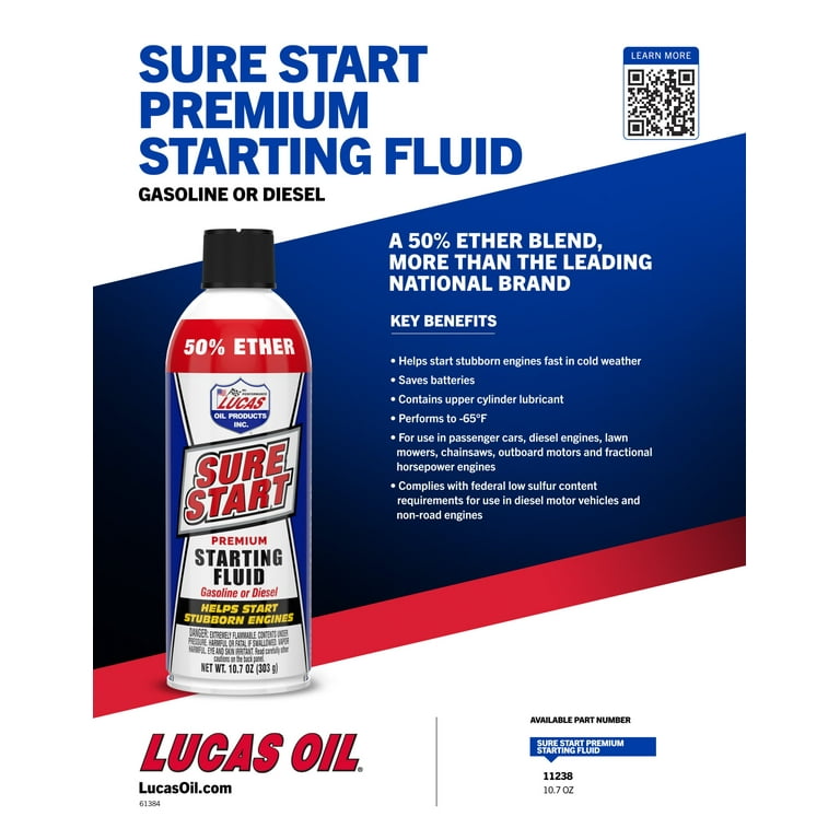 Lucas Oil Sure Start Premium 50% Ether Starting Fluid, 10.7 Ounce