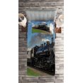 thumbnail image 2 of Ambesonne Steam Engine Quilted Coverlet 2 Pcs, Countryside Train, Twin Size, Blue Green Black, 2 of 2