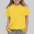 thumbnail image 5 of Jinhomg Cute Tops for Big Kids Casual Comfy Short Sleeve Crew Neck T-Shirts Boys Girls Plain Solid Spring Summer Shirts with Love Heart Pockets Yellow 7 Years, 5 of 7