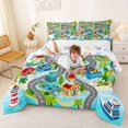thumbnail image 3 of Manfei Boys City Map Queen Comforter Set,Town Houses Print Comforter Sets Queen,Gray,Colorful Gamepad reversible,3-Piece,1 Comforter and 2 Pillowcases, 3 of 7