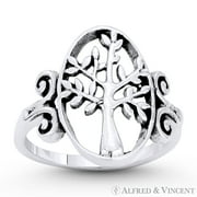 ALFRED & VINCENT Tree-of-Life / Knowledge Etz Chaim Charm Ring in Oxidized .925 Sterling Silver