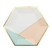 Harlow & Grey, Desert Rose Colorblock Large Paper Plates, Hexagon, 10.5", 8 Ct, Great for Birthdays, Weddings, and Baby Showers