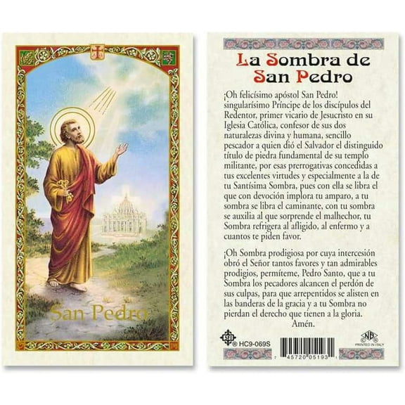 Oracion La Sombra de San Pedro Laminated Prayer Cards - Pack of 25- Espanol