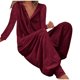 thumbnail image 5 of ICHUANYI Clearance Women's Fashion Hooded Button Rompers Casual Long Sleeve Pocket Jumpsuit(Wine, L) ICHUANYI WER2023081508174, 5 of 8