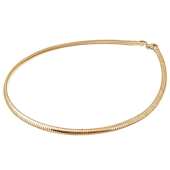 Sterling Silver Gold-Tone Omega Necklace 4mm 925 Italy Cubetto Chain 16" Jewelry Female Unisex