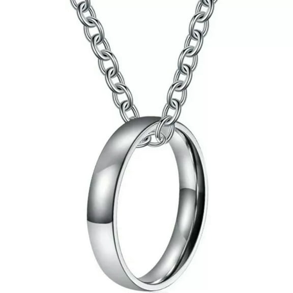 4mm Stainless Steel Men Womens Bands Silver Smooth Chain Necklace Ring Size 6-11