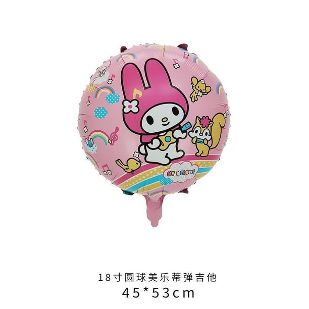 Juego de vajilla para fiesta de cumpleaños con melodía de Sanrio, pancarta desechable para tarta, bandera colgante, globos con melodía, decoración de cumpleaños