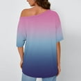 thumbnail image 3 of fatyb Women's off the Shoulder Tops Short Sleeve T Shirts Oversized Summer Loose Gradient Blouses, 3 of 6