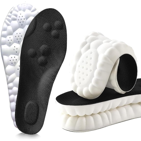 2 Pair 4D Cloud Technology Insole Super Soft Comfort Insoles, U-Shape Memory Foam Insoles, 4D Cloud Insole for Women Men Shock-Absorbing Foot Support Insoles