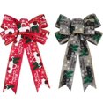 thumbnail image 1 of 2 piezas de lazos para árbol de Navidad, lazos para decoración de árbol de Navidad, manualidades para interiores y exteriores (gris + rojo), 1 of 5