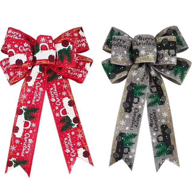 2 piezas de lazos para árbol de Navidad, lazos para decoración de árbol de Navidad, manualidades para interiores y exteriores (gris + rojo)