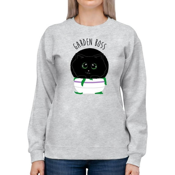 Black Kitten. Garden Boss Sweatshirt Women -Smartprints Designs, Female Medium