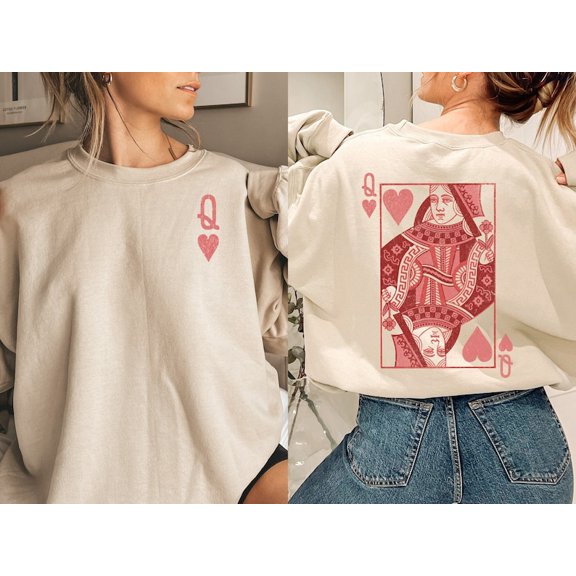 Queen of Hearts Sweatshirt, Couple Valentines Sweatshirt - Sizes S-5XL ,Art Print JSC