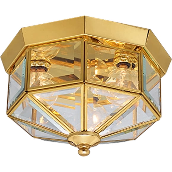 Progress Lighting 3-Light Beveled Glass 9-3/4" Close-to-Ceiling, Indoor, P5788-10, Polished Brass