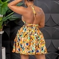 thumbnail image 4 of Robe Imprimée pour Femmes Funky Col Halter Sans Manches à Bretelles Découpée Dos Nu Club Fête Mini Robe,TTG, 4 of 6
