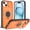 Orange, variant on for iPhone 15 Case with Magnetic Wireless Charging, 360° Rotating Ring Stand Ultra Slim Hybrid Shockproof Protective Men Women Phone Case Sliding Camera Lens Cover, Darkblue