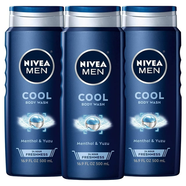 Gel de baño Nivea Men Cool con mentol helado, 500 ml, paquete de 3