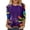 Purple, variant on Feather Mardi Casual top for Women Loose Fit 3/4 Sleeve Round Neck Soft Tee Comfortable Daily Wear Blouse S White