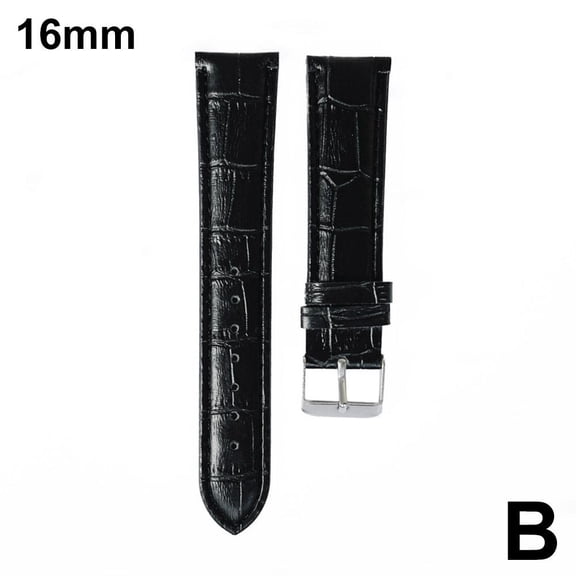 Pu Leather Black Watch Strap 15-16-18-20-22mm Buckle Watchband C6 Hot C4Y9