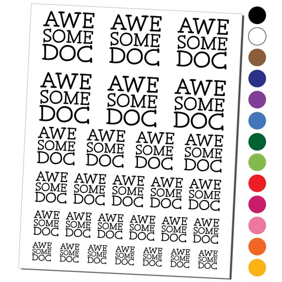 Awesome Doc Doctor Fun Text Water Resistant Temporary Tattoo Set Fake Body Art Collection - Dark Green