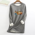 thumbnail image 2 of Jinhomg Christmas Sherpa Sweatshirts for Women Winter Comfy Long Sleeve Fleece Lined Tops Xmas Cute Gnome Graphic Loungewear Dark Gray XL, 2 of 6