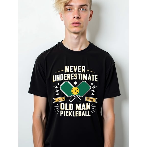 Old Man Pickleball Tee Men's graphic t shirts black funny graphic Comfortable loose T-shirt Casual Unisex Shirt Short Sleeve tshirts