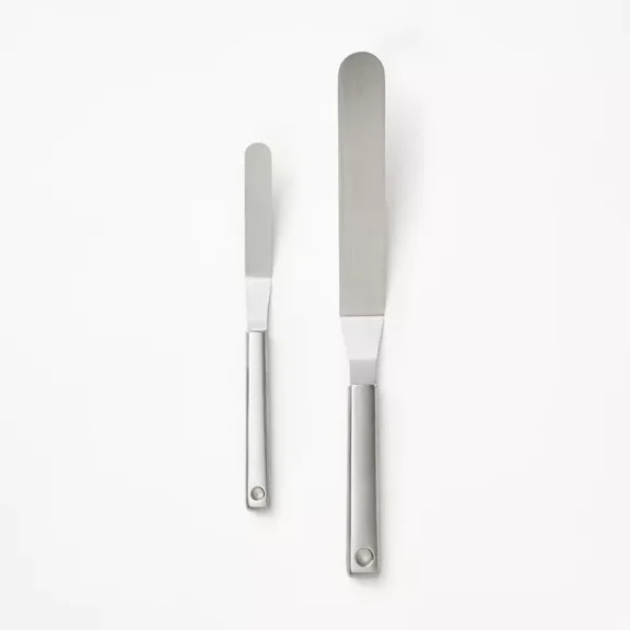 2pk Stainless Steel Icing Spatula Set Silver : Offset Frosting Knife for Baking, Dishwasher-Safe