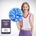 thumbnail image 5 of 2 PCS 11"Cheerleading Pom Poms for Adult Kids, Metallic Foil & Plastic Ring Pom for World Cup Sports Match Dance Party Cheering Team,Blue White, 5 of 5