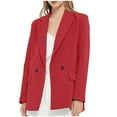 thumbnail image 2 of YYDGH Blazer Jackets for Women Casual Open Front Business Work Office Suit Jacket Fashion Solid Color Cardigan Outerwear Red L, 2 of 7
