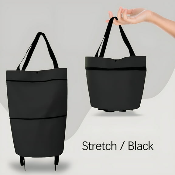 GASTROPOD Collapsible Shopping Cart,Shopping Cart with Wheels,Folding Portable Bag,Rolling Shopping Bag,Trolley Tote Bag Stair Climbing Cart-Black&15.74x21.65inch