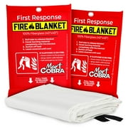 Mart Cobra 2-Pack Fire Blankets - Home & Kitchen Safety, Fireproof Fiberglass, Grease Spray