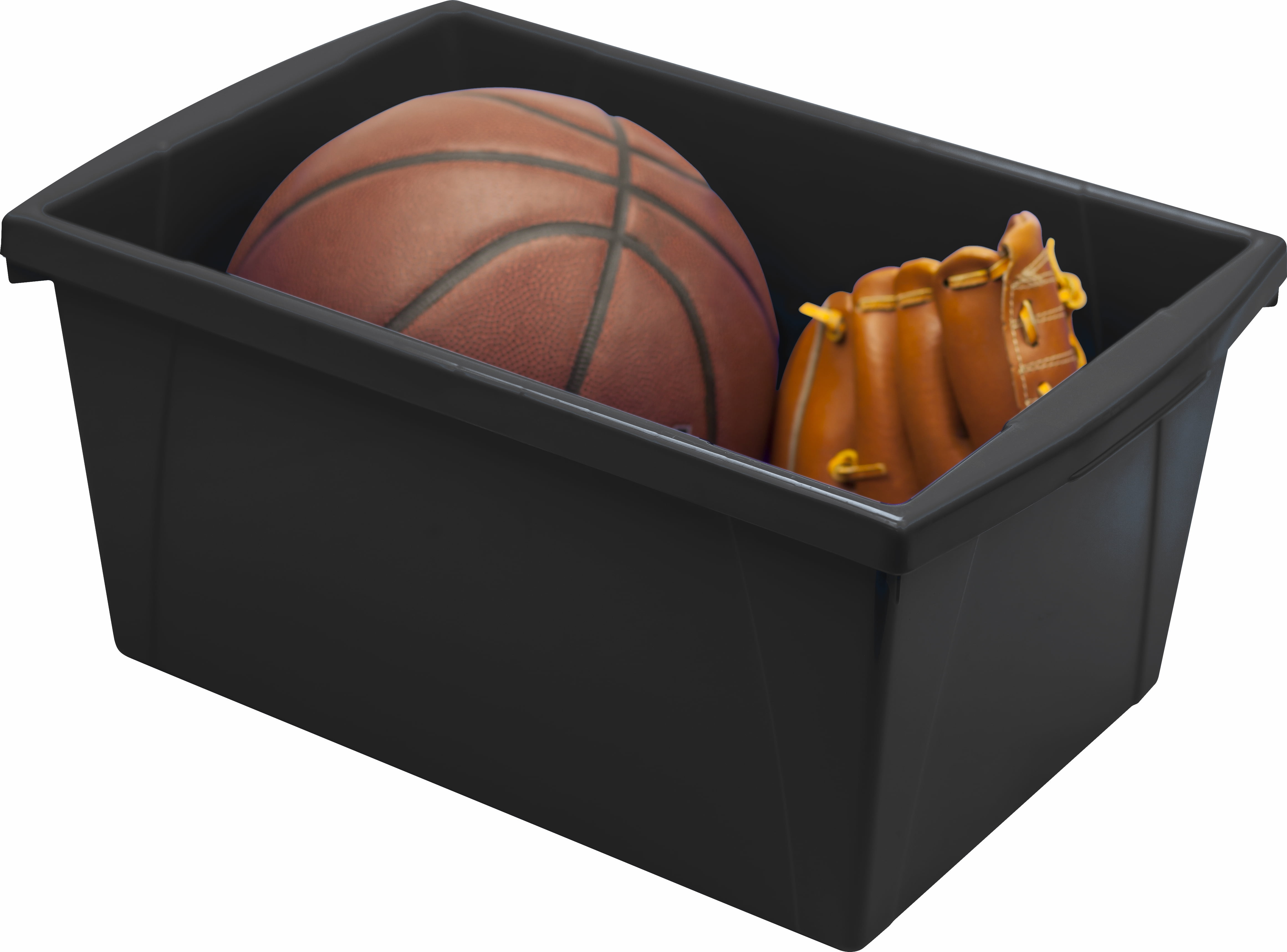 Storex 5.5 Gallon (21L) Classroom Storage Bin, Black, 6-Pack
