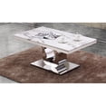 thumbnail image 2 of Genuine White Marble Coffee Table with Silver Stainless Steel Base, 2 of 2