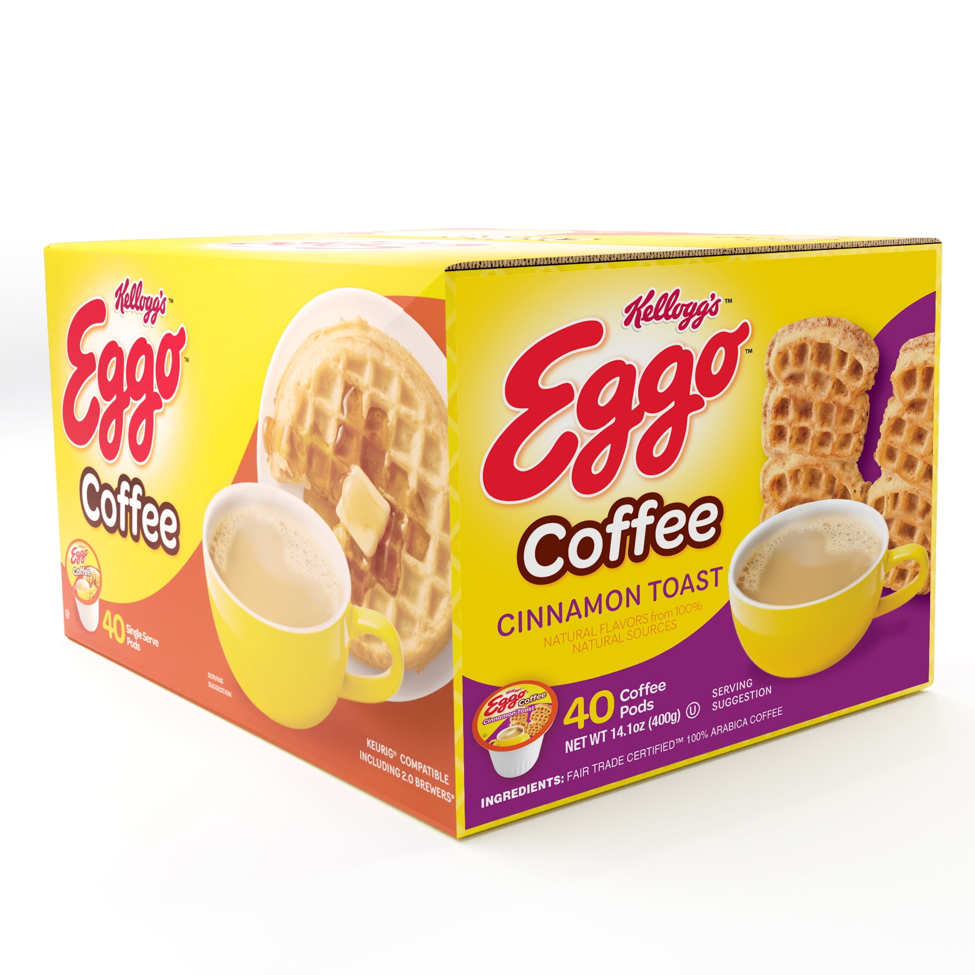 Eggo Beverages Cinnamon Toast Waffle Flavored Coffee Pods for Keurig K Cup Brewers, Fair Trade Certified, 40 Count – Warm and Cozy Cinnamon