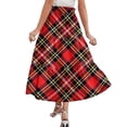 thumbnail image 5 of Midi Skirts For Women Drawstring High Waist Tiered Skirt Elastic Buffalo Plaid Print Loose Skirts Flowy A-Line Skirt With Side Pockets Deep Red XL, 5 of 5