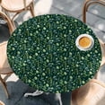 thumbnail image 2 of Dark Green Leaves Round Tablecloth, Fitted Table Cover with Elastic for 36"-44" Round Tables, Pastoral Watercolor Botanical Plant Table Cloth Outdoor Indoor Dinning Party Waterproof Tablecloths, 2 of 7