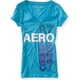 thumbnail image 1 of Aeropostale - Camiseta gráfica para mujer con purpurina multicolor 87'shsirt, azul, extragrande, 1 of 1