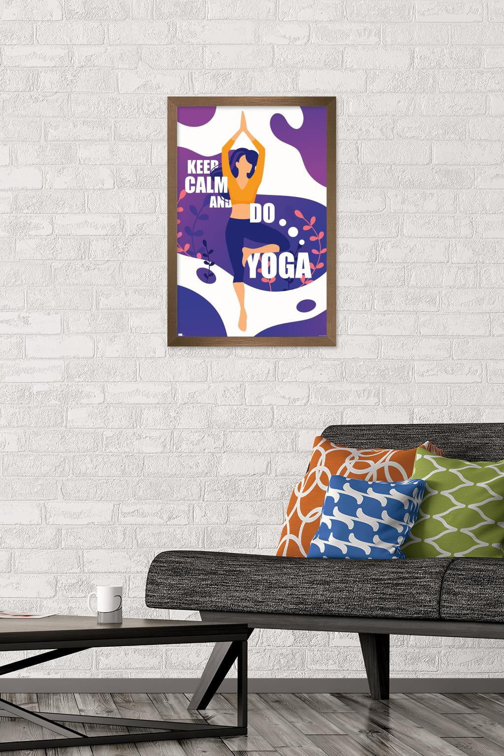 Keep Calm and Do Yoga Wall Poster, 14.725" x 22.375", Framed