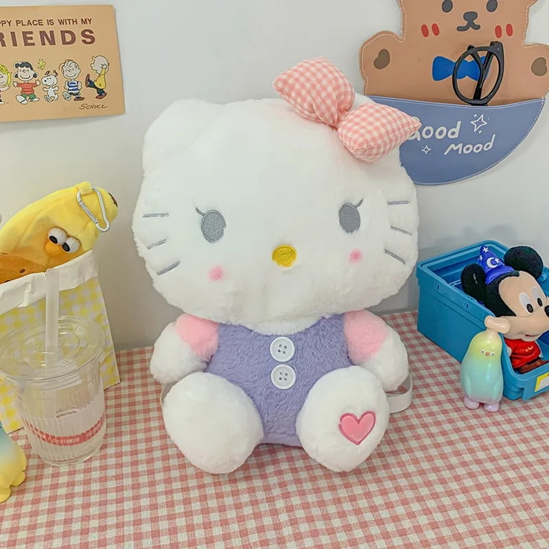 33cm Giant Hello Kitty Plush Backpack Anime Sanrio Big Plush Doll Cute Cat Bag Kawaii School Backpack Birthday Kids Girls Gifts cute