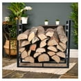 thumbnail image 5 of Firewood Rack with Kindling Holder, 3ft Heavy Duty Metal Firewood Holder, 30" Tall Indoor/Outdoor Log Rack Wood Holder for Fireplace Kindling Wood Storage and Stove Accessories, 5 of 7