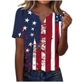 thumbnail image 2 of VKOYWKM 4th of July Shirts for Women Independence Day American Flag Graphic Tees Button V Neck Henley Shirts Patriotic Red White and Blue Tshirts Tops, 2 of 7