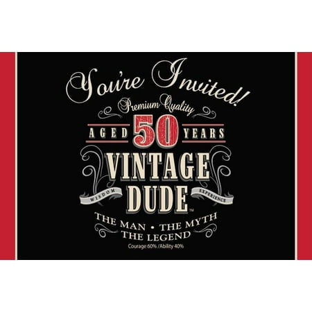 Access Vintage Dude 50th Birthday Invitation Card, 8