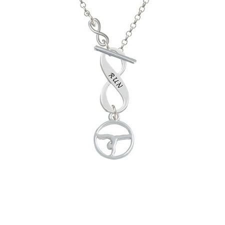gymnast silhouette in 1 2 disc to infinity run toggle necklace