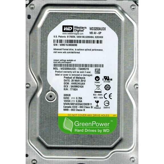 Western Digital WD3200AUDX-73AMGY0 320GB DCM: HHRCHVJAH