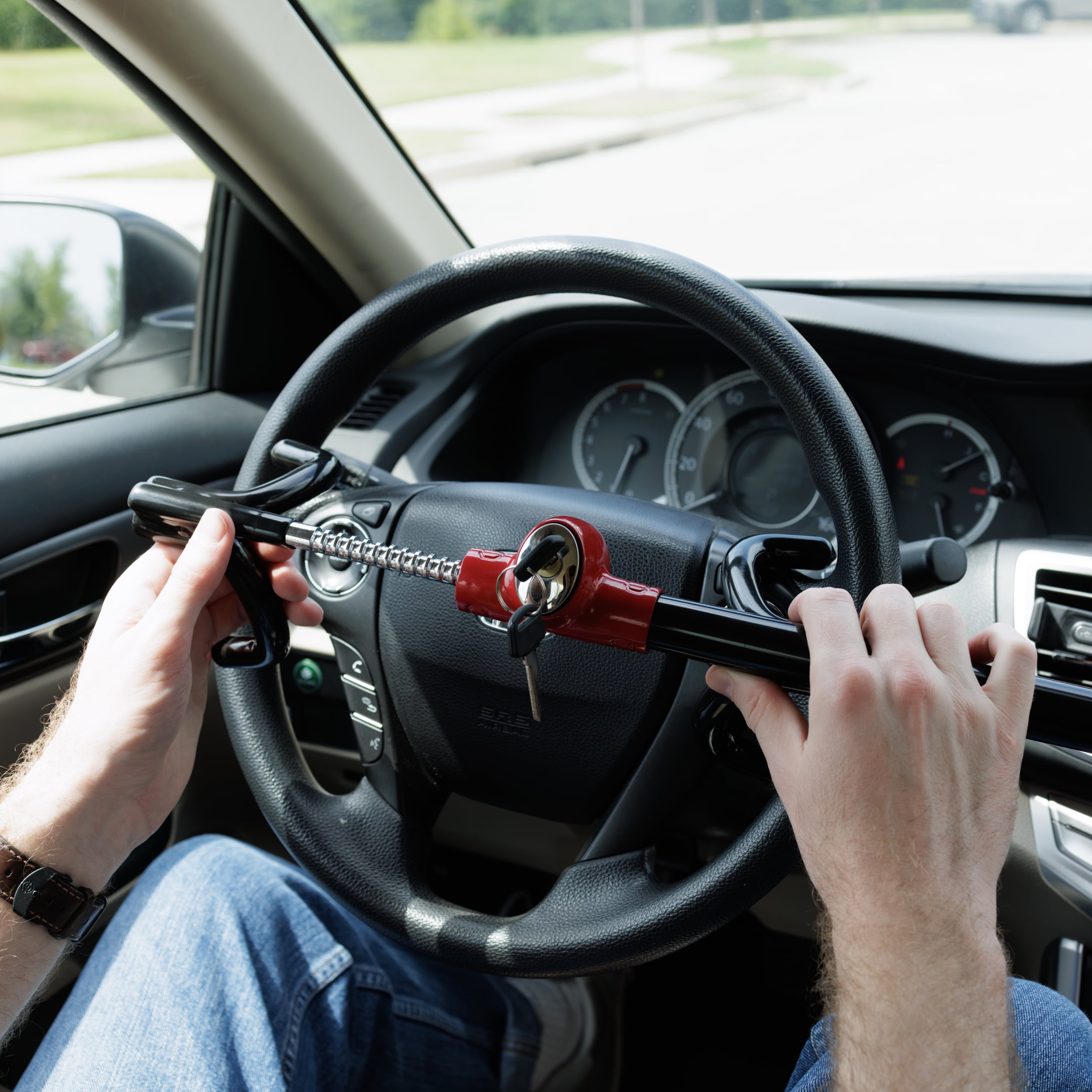 Hyper Tough Universal Steering Wheel Lock Anti-Theft Car, Truck