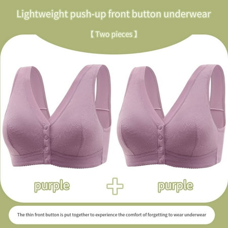 Itsame 2 Pack Everyday Casual Bra Set Womens Full Support Bra Standard Straps Cotton Wireless Comfort Bralette Purple Size 3XL