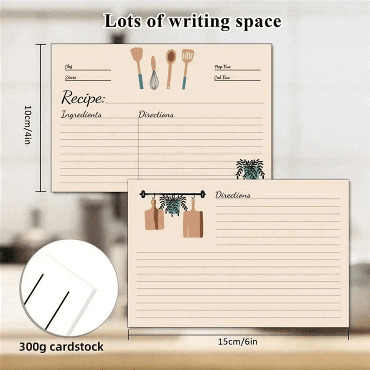 Recipe Cards 4X6Inches Set of 200 Double Sided Thick Cardstock Blank Recipe Cards for Mom, Sister, Daughter, Friend Gift